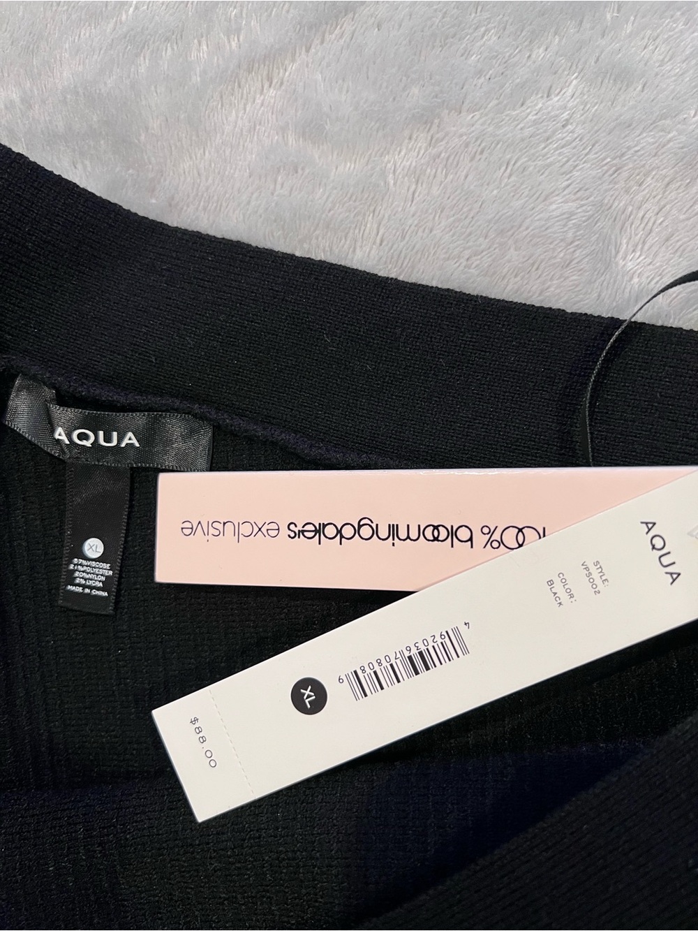 Aqua Sleek Black Ribbed Dress with Tag